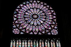 
Paris Notre Dame North Rose Window Centre Has Virgin Mary and Christ Child

